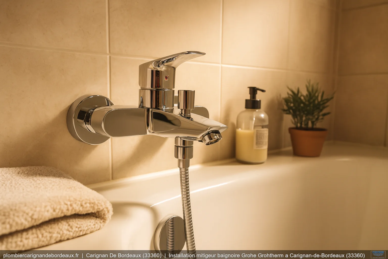 Installation mitigeur baignoire Grohe Grohtherm a Carignan-de-Bordeaux (33360)