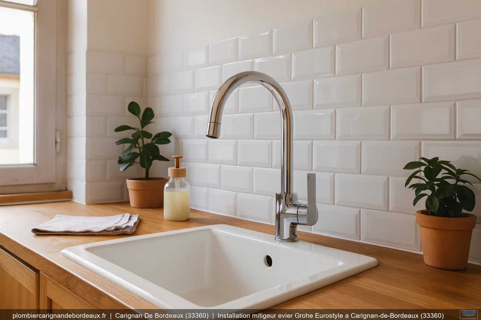 Installation mitigeur evier Grohe Eurostyle a Carignan-de-Bordeaux (33360)
