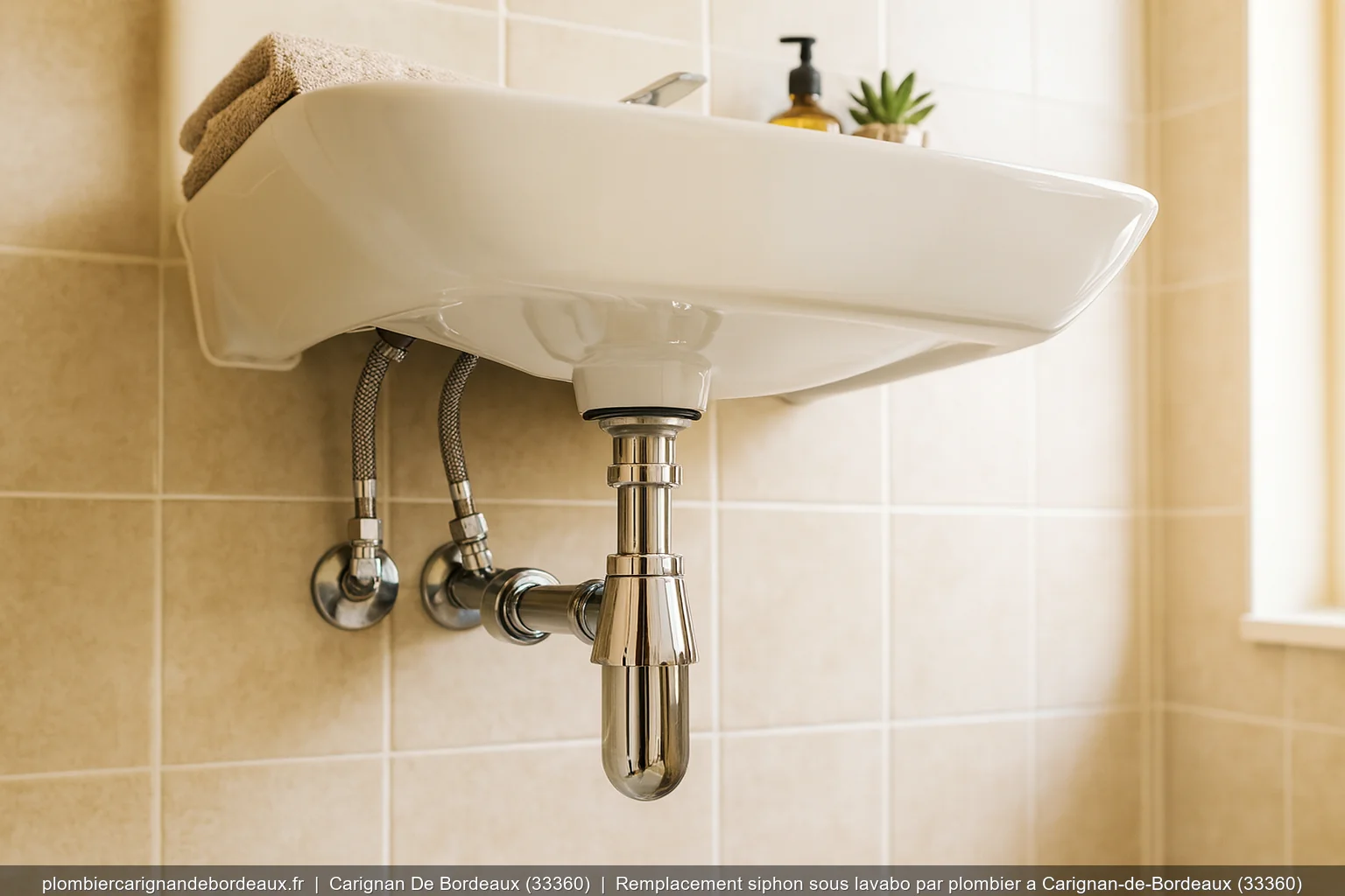 Remplacement siphon sous lavabo par plombier a Carignan-de-Bordeaux (33360)